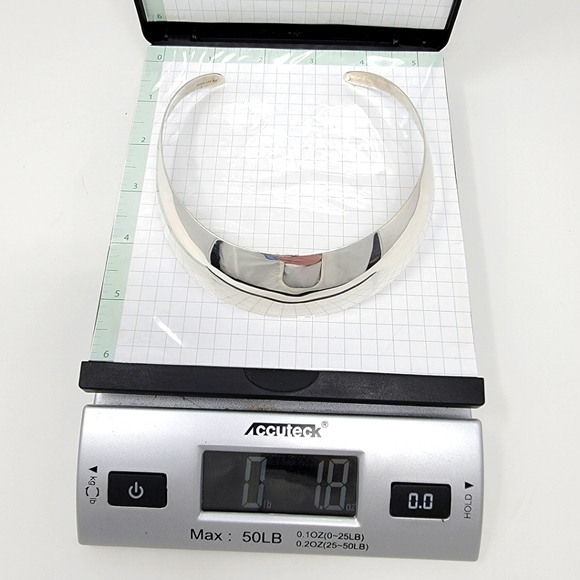 Sterling Silver Cuff Necklace Signed By Artist LEX - Picture 7 of 7